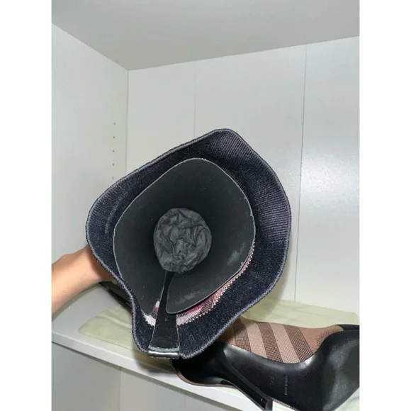 BURBERRY KNITTED CHECK SOCK BOOTS BIRCH BROWN NEW 37.5 7.5 - Picture 6 of 12